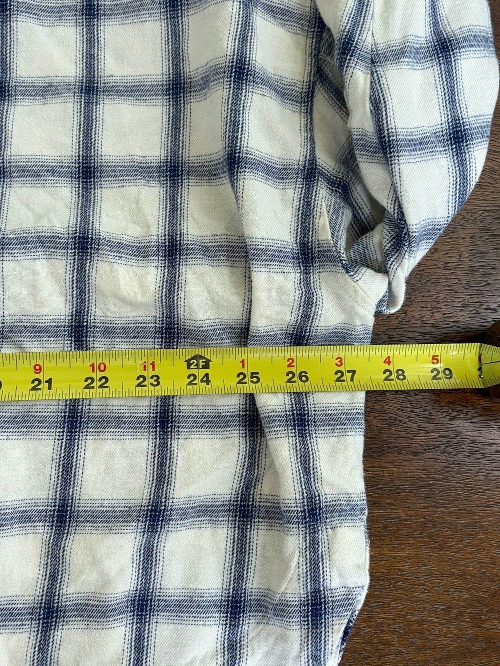 Madewell Flannel Hartfield Cropped Windowpane Royal Button Up Shirt Women XXL - Picture 11 of 11